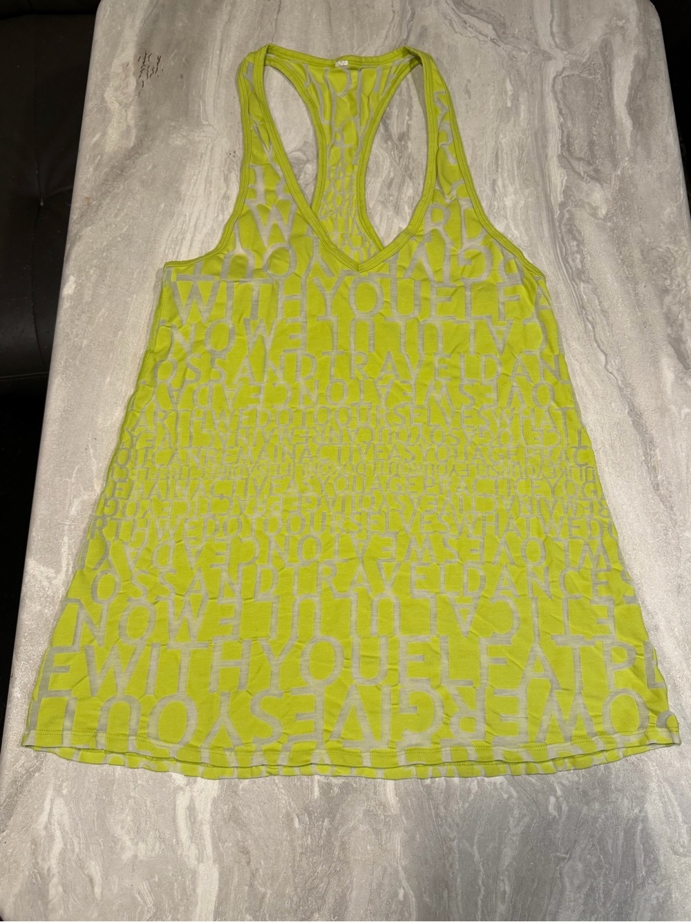 lululemon athletica Neon Yellow Text Racerback Tank